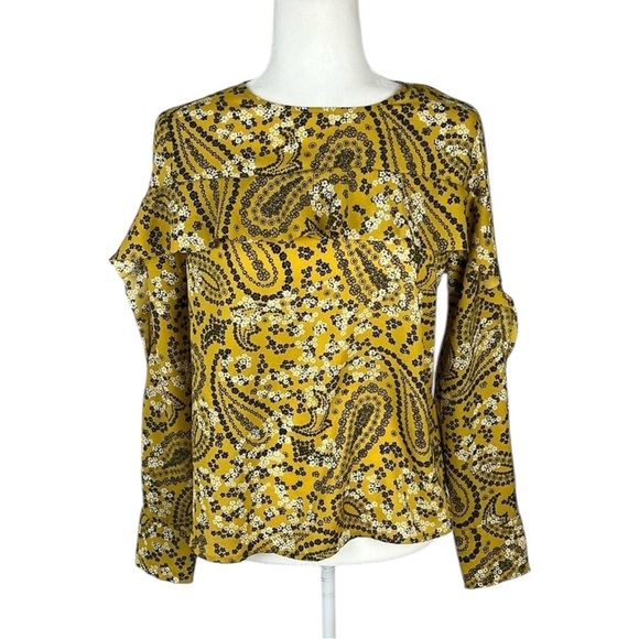 Abercrombie & Fitch Gold Floral Blouse Size XS - Picture 1 of 6